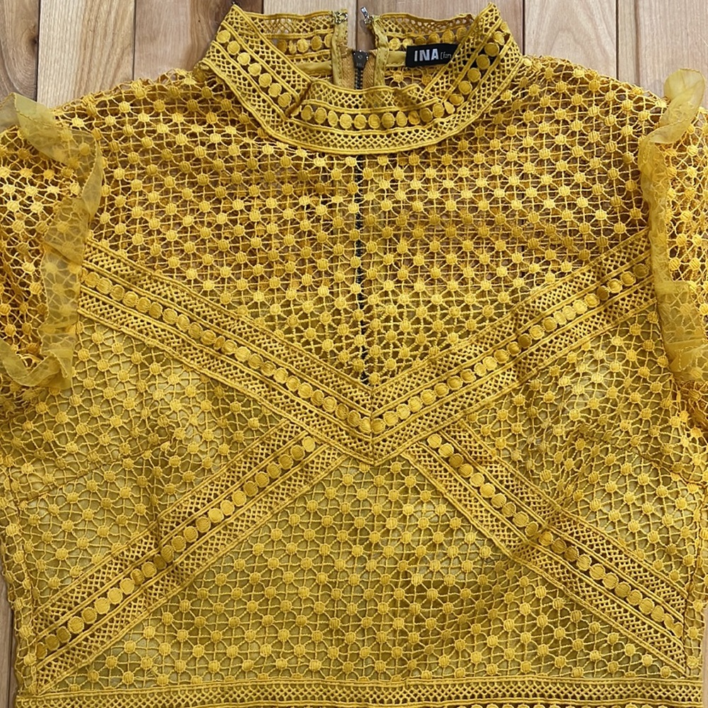 Ina Mustard Yellow Lace Blouse - Picture 4 of 4